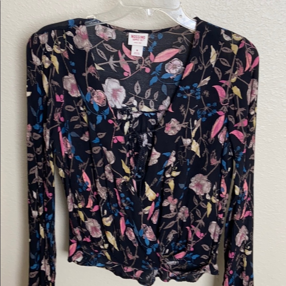 M open front cross over blouse